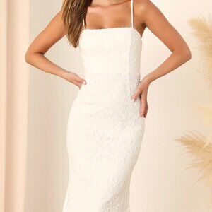 Lulus - My Kind of Forever White Mesh Floral Embroidered Maxi Dress - Small